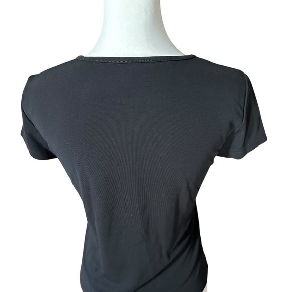 DKNY Black V-Neck Short Sleeves Staple Blouse Sz M - Picture 6 of 7